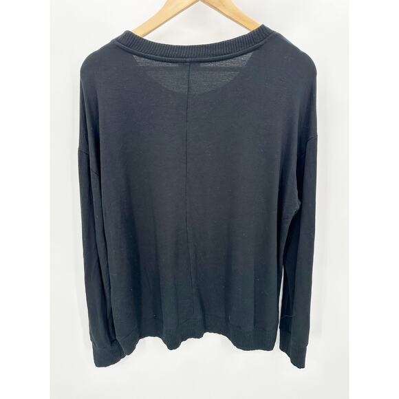 Splendid Sweater Women XXL Black Crewneck Long Sleeve Rayon Blend Stretch - Picture 2 of 8